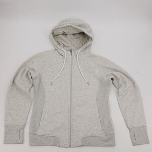 Stori Womens Gray Full Zip Hoodie Soft Knit Casual Loungewear Layering Size 10